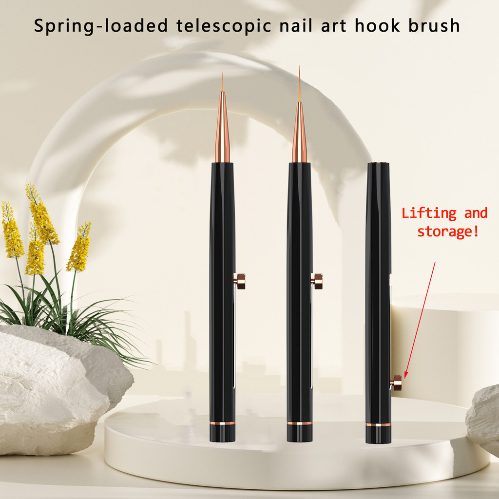 

Black spring telescopic brush, detachable design Telescopic hook brush Easy to store Exclusive to nail salon, home DIY