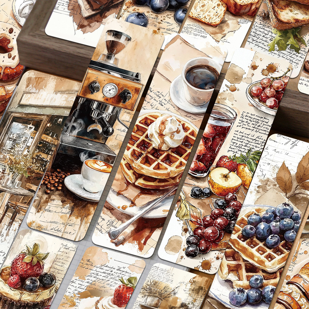 

30pcs Vintage Coffee Bookmarks Reading Page Labeled Paper Decorative Cards Students Stationary Supplies DIY Aesthetic Bookmarks