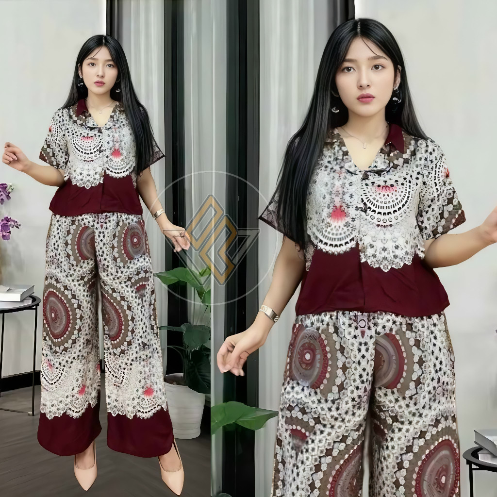 USYSHOP One set Crop viral Setelan crop celana kulot busui kancing