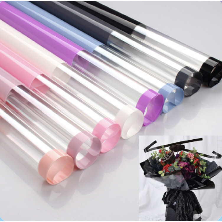 

kireipaper - Kertas Buket Cellophane Flower Wrapping Paper Color Frame Transparan List Waterproof 1 Lembar