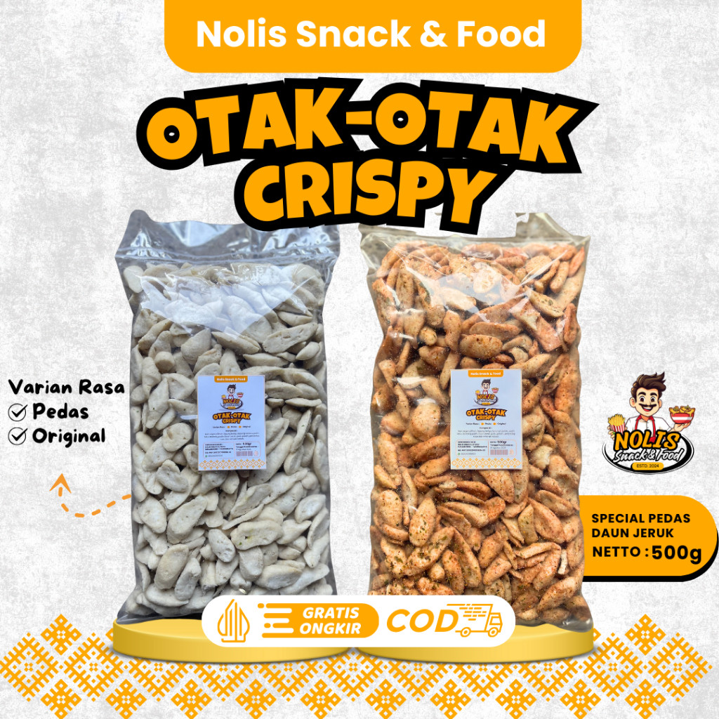 

Emama.store 500gram - OTAK-OTAK CRISPY PEDAS DAUN JERUK DAN ORIGINAL | NOLIS SNACK & FOOD // Basreng viral