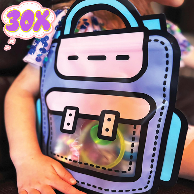 

1/30PCS Portable Cartoon Snack Bags Schoolbag Shape Candy Biscuit Sealed Handbags Childrens Day Birthday Party Creative Gift Bag