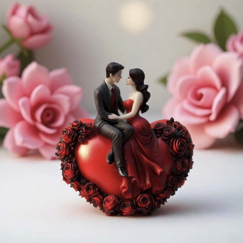 

3D Love Wedding Candle Silicone Mold DIY Love Rose Aromatherapy Candle Gypsum Resin Accessories Party Decoration Gifts