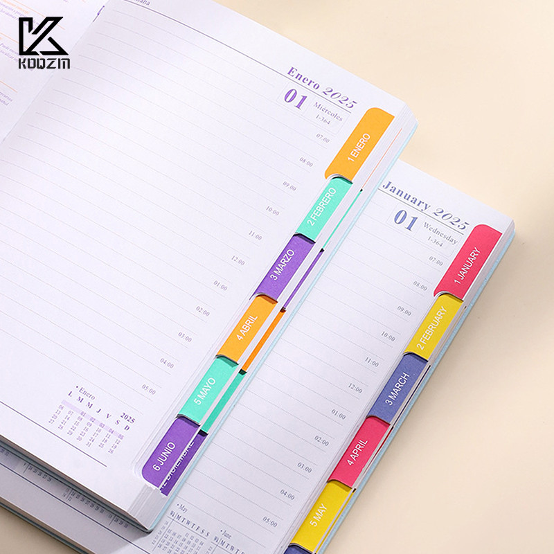 

Jan 2025 To Dec 2025 Planner Notebook A5 Agenda Spanish Inner 80GSM Monthly/Weekly/Daily School Supplies Stationery