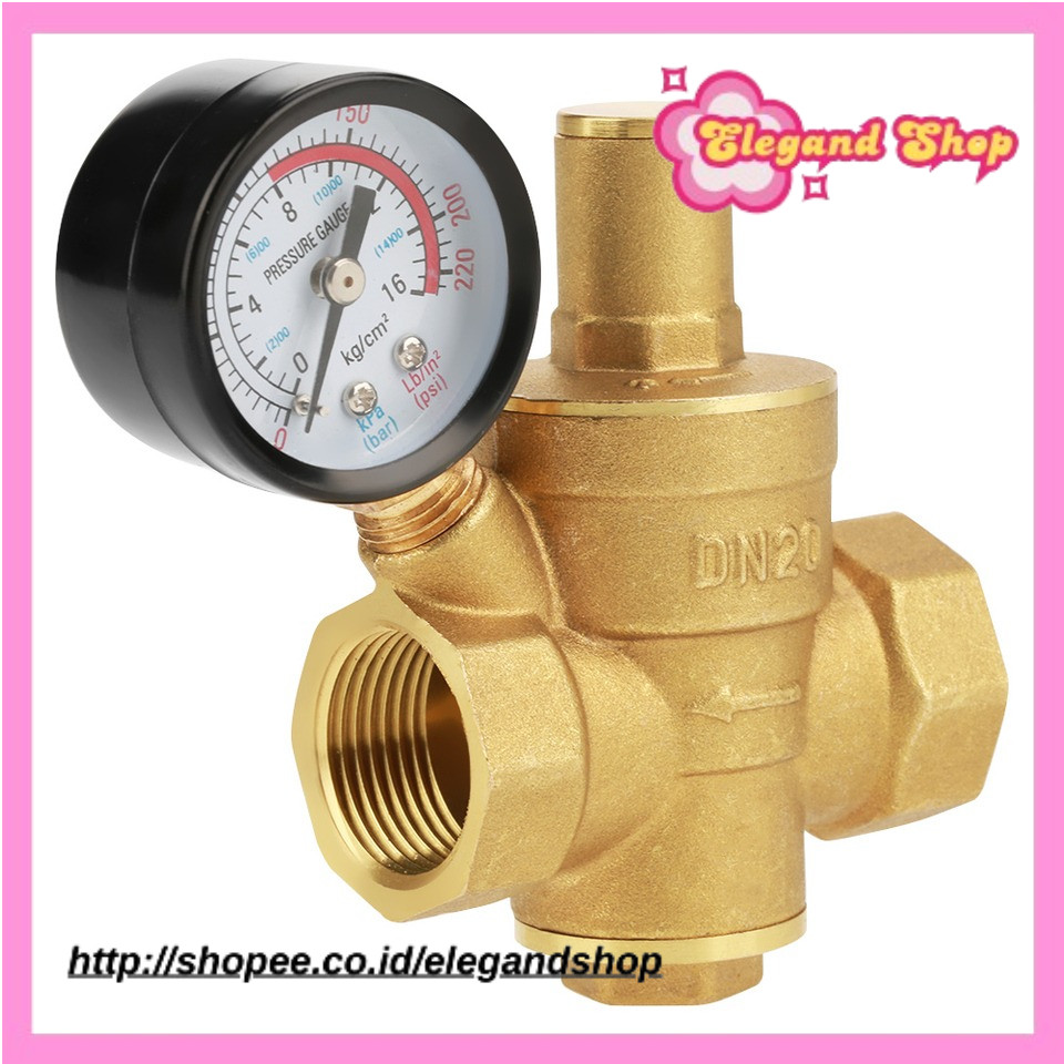Water Pressure Regulator Brass Pressure Regulator DN20 Brass Adjustable Water Pressure Regulator Red