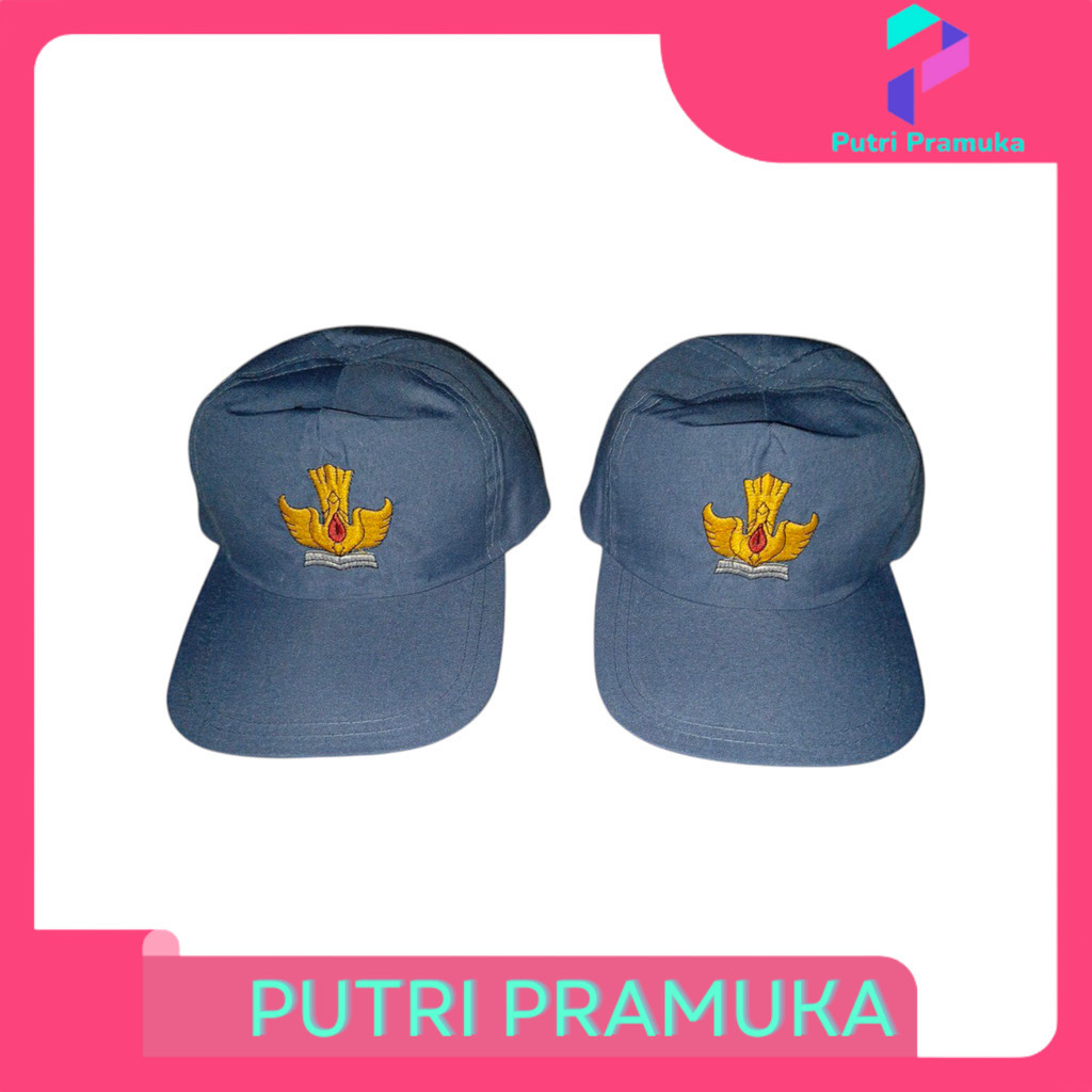 Topi SMA bordir abu full Karet Gesper