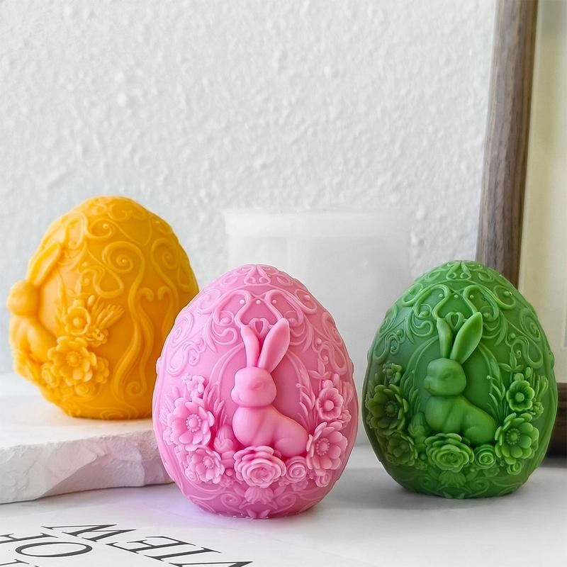 

3D Easter Egg Candle Silicone Mold DIY Carving Flower Egg Resin Soap Casting Romantic Wedding Gifts Home Decor
