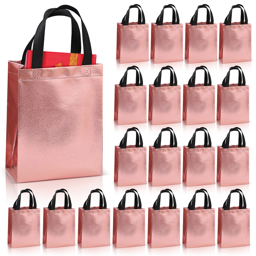

20pcs gift bag, aluminized film non woven tote bag reusable, shopping bag leak proof mother's day, graduation gift packaging bag