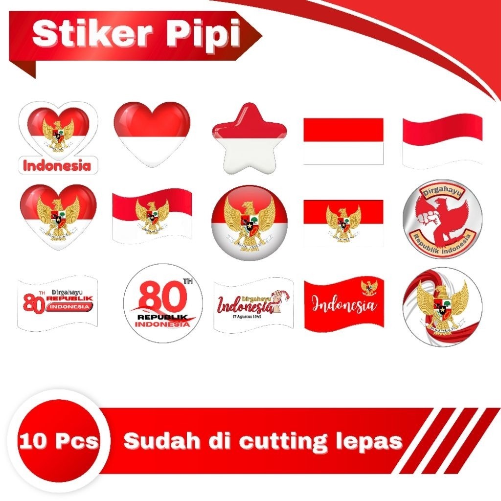

STIKER PIPI MERAH PUTIH 10 PCS / STIKER BENDERA MERAH PUTIH