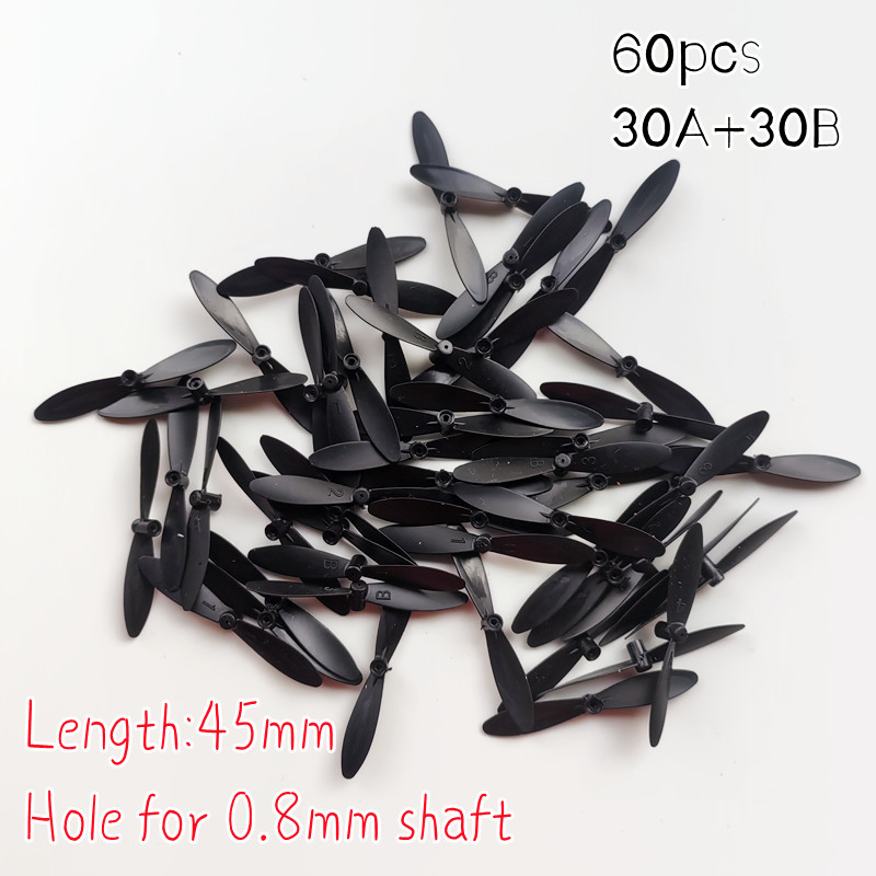 60pcs 45mm 4.5cm 0.8mm CW CCW AB Props Propellers Main Blades fit 716 615 Coreless Motor For Airplan