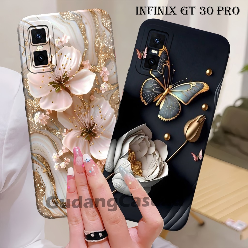 Softcase Infinix GT 30 Pro / GT 20 Pro / GT 10 Pro Casing Lentur Pelindung Kamera Motif Bunga Kupu