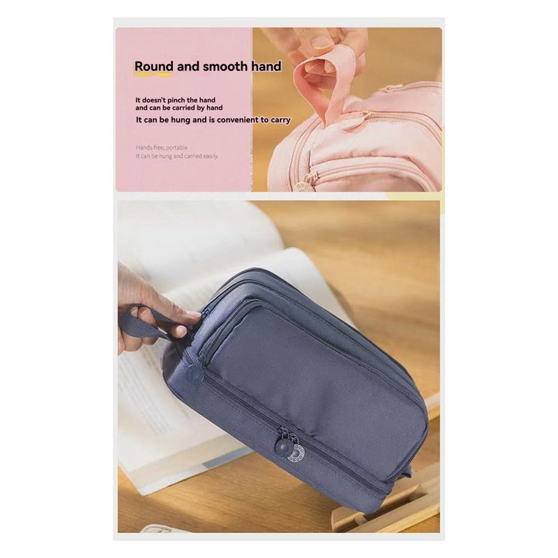 

Large Capacity Four-Opening Pencil Case Popular Pencil Case Uniform Pencil Case Multi-Function Simple Solid Color