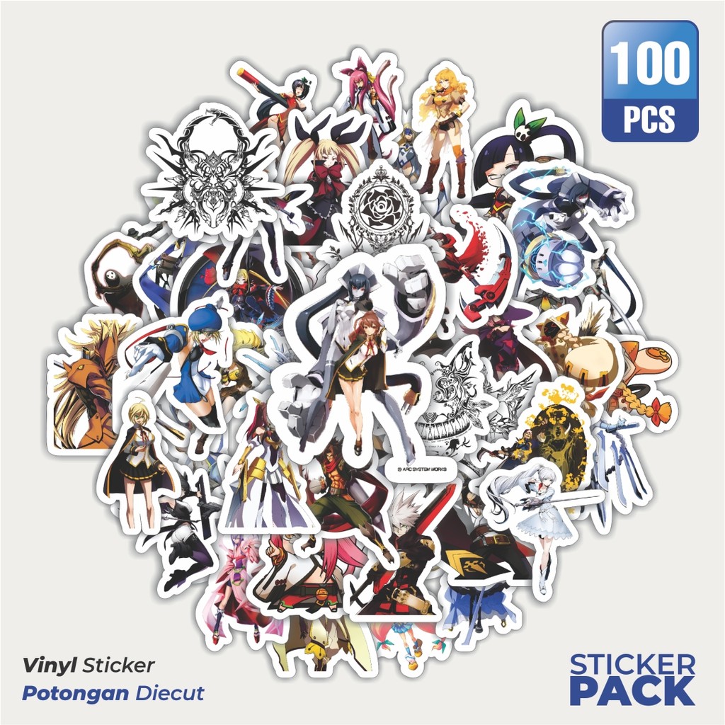 

100 PCS STIKER Stiker Game Series Blaz Blue Karakter Mix 5 Waterproof Aesthetic- Untuk Laptop, Motor, dan Helm - Paper Stationery Pack