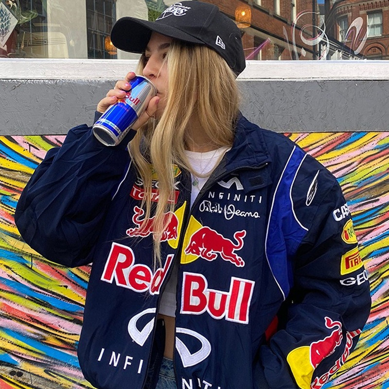 Red Bull Racing F1 Motorcycle Spring and Autumn Thin Jacket Sports Style Black Printed Casual Loose 