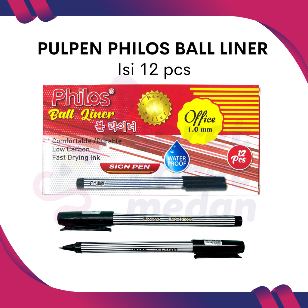 

PULPEN PHILOS BALL LINER 1.0MM TINTA HITAM PER BOX ISI 12PCS