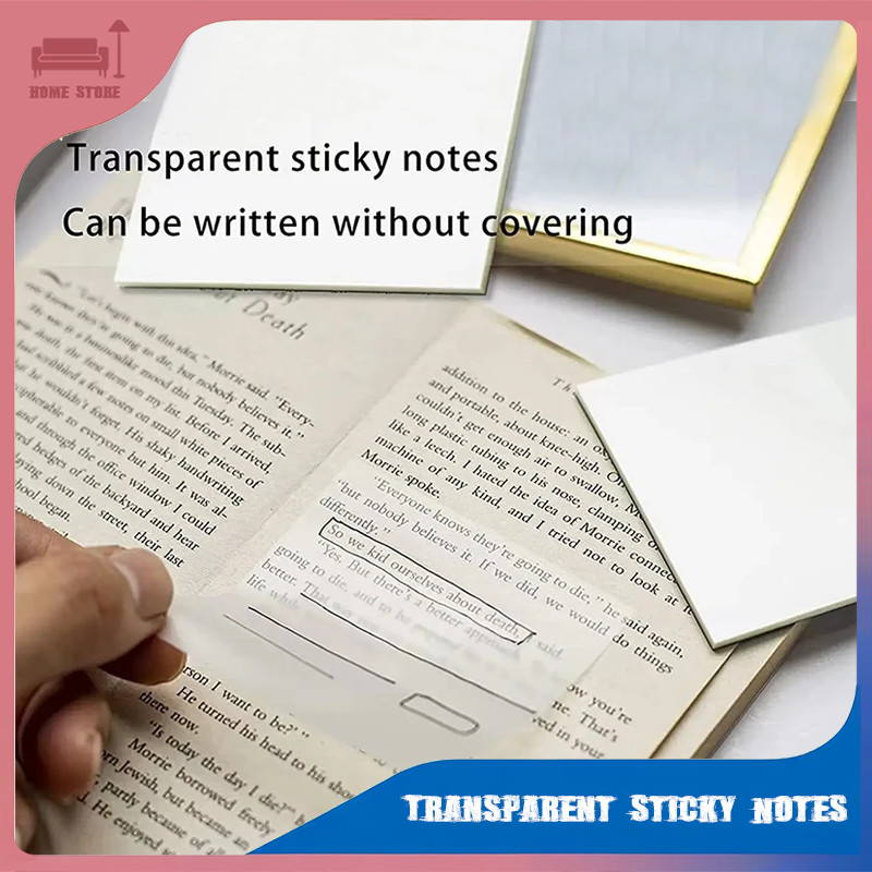 

50 Sheets Transparent Sticky Notes Memo Pad Waterproof Self Adhesive Bookmark Marker Paper Office Supplies School Stationery