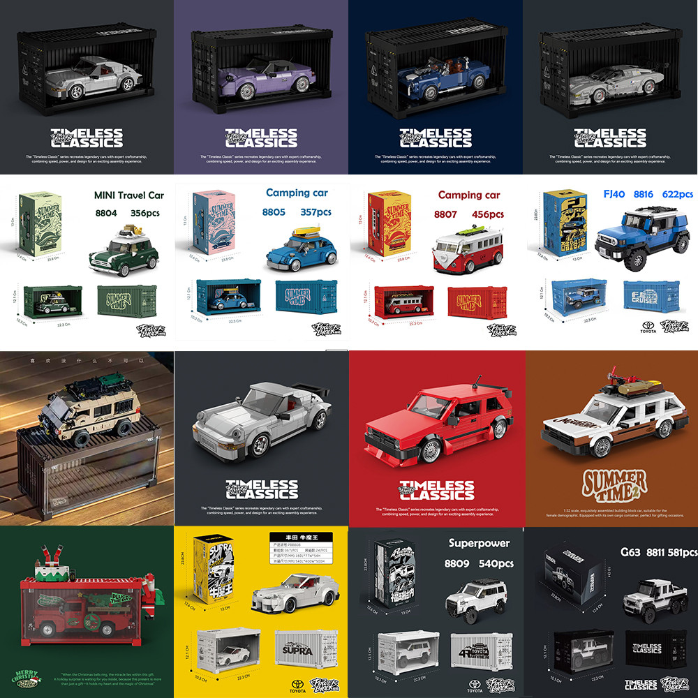 ALL Type Creative Supercar Toyota Camper T1 Campervan DIY Building Blocks MOC Assembly Toys Bricks C