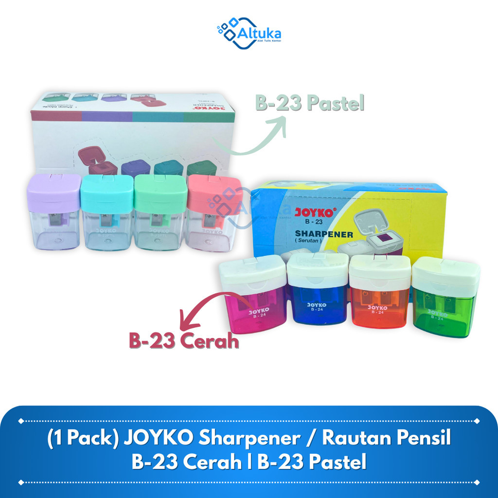 

(12 Pcs) JOYKO Sharpener Rautan B-23 Warna Cerah Pastel / Rautan Meja / Rautan Pensil Stationery