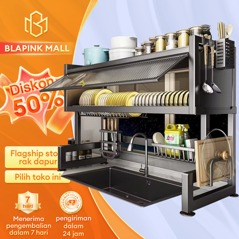 New Rak Piring Wastafel Stainless Steel Tertutup Rak piring estetik Rak cuci piring wastafelPremium