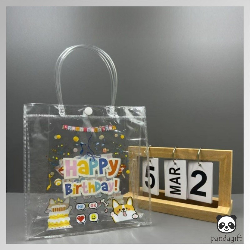 

Tas Mika PVC Polos Goodie Bag Hampers Gift Bag Kantong Souvenir Ulang Tahun Transparan - GG0663