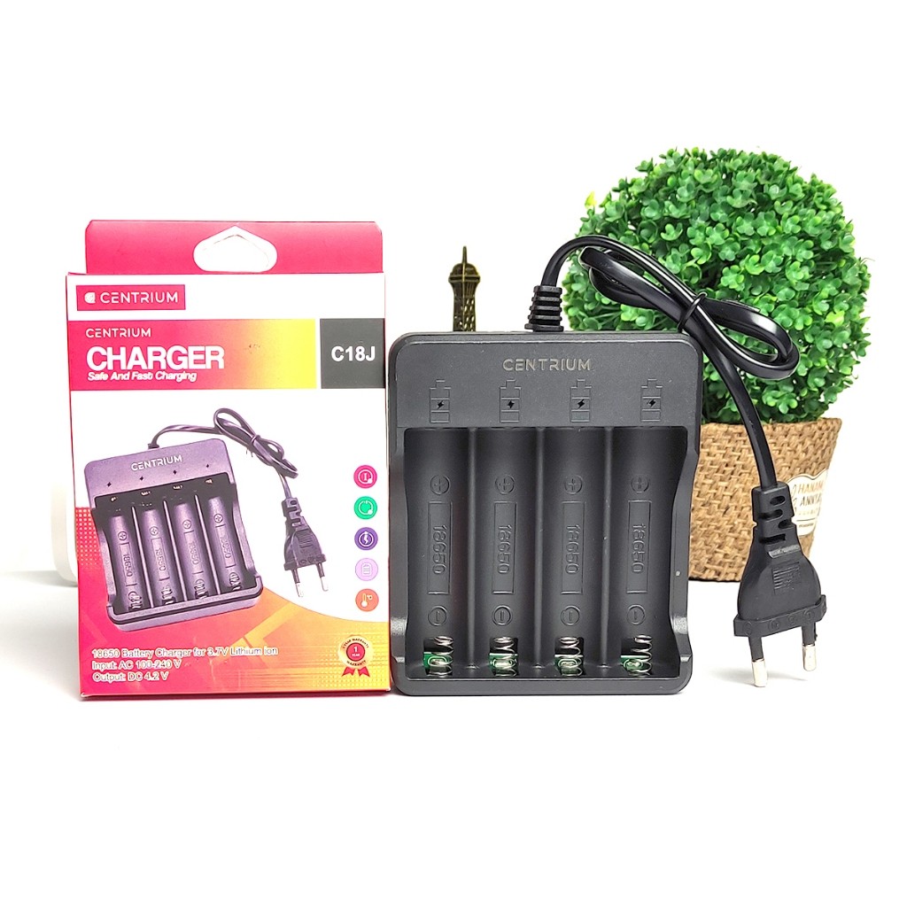 Beaded Bloom Centrium Charger Baterai 18650 4 Slot Auto Cut Off Cas Casan Batre Besar Carger Led