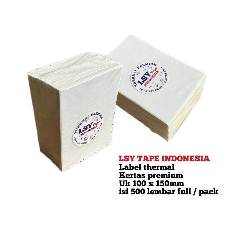 

kertas thermal label lipat barcode LSY TAPE 100 X 150mm A6 isi 500 lembar full premium ( lipat )