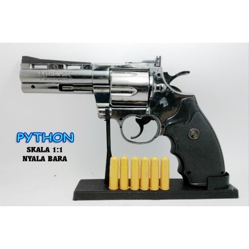 new Gratis Ongkir  Korek APi bara Model Pistol [ Model Revolver Phyton 24 + Peluru dan Boks - Lighte