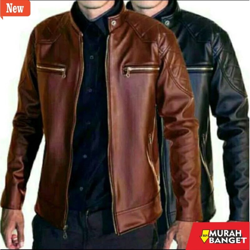 jaket kulit pria garut Jaket kulit sintetis Laki laki terkini P13