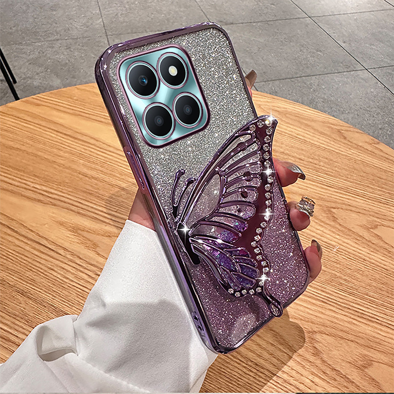 For Honor X6 4G / Honor X6A / Honor X5 / Honor X5 Plus Phone case with diamonds butterfly holder shi