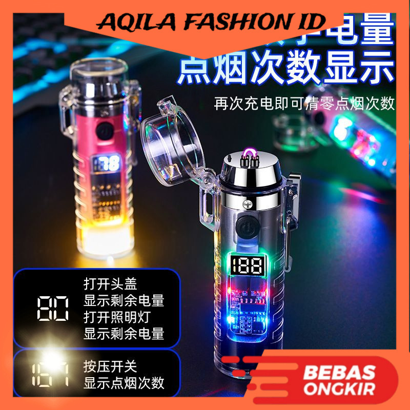 Korek Api Mancis Elektrik USB Senter Waterproof Transparant Outdoor