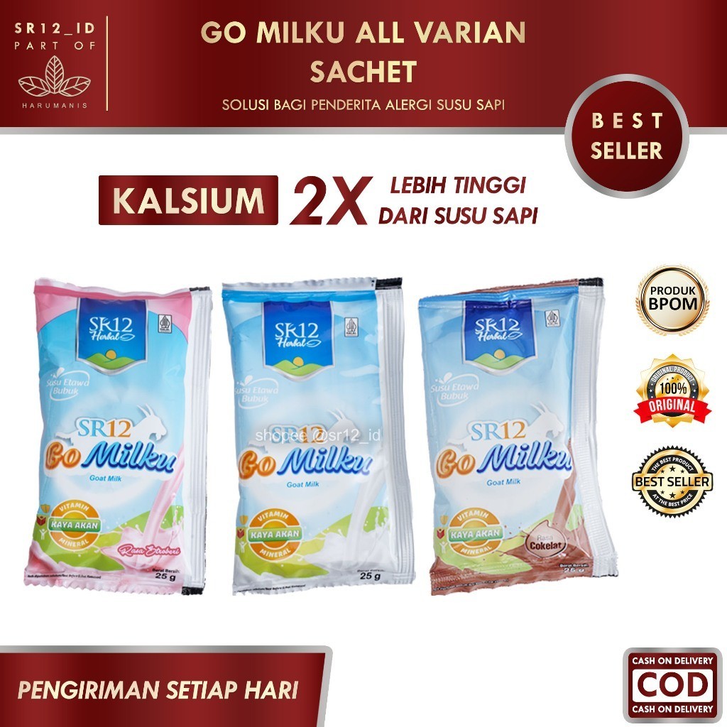 

GO MILKU ALL VARIAN SACHET SR12 / GOMILKU SR12 / SUSU KAMBING ETAWA SR12