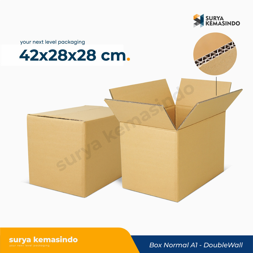 

Box Double Wall 42x28x28 cm. Box/Karton/Kardus/Kotak/Normal/Amdk/BoxNormal/A1/Tinggi28