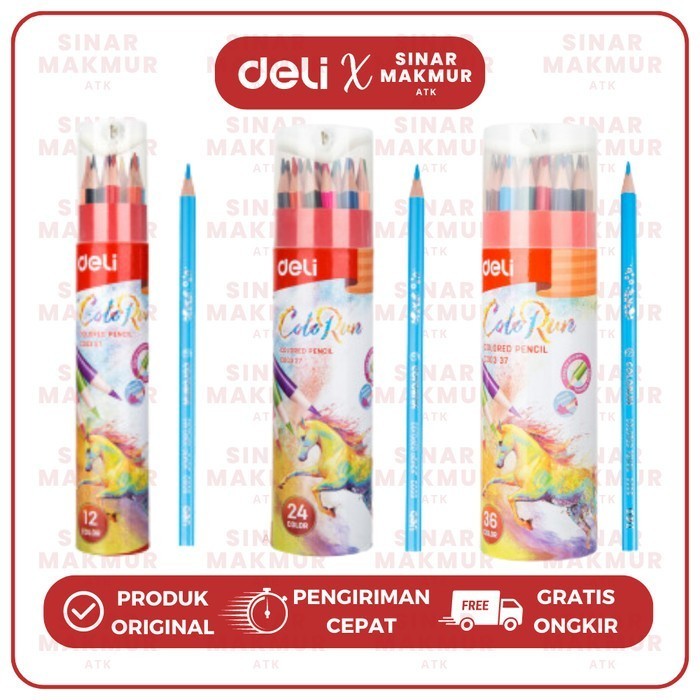 

YUH Pensil Warna/Color Pencil 24 Warna dengan Rautan Pensil pada Tabung Deli EC00327 (Set)