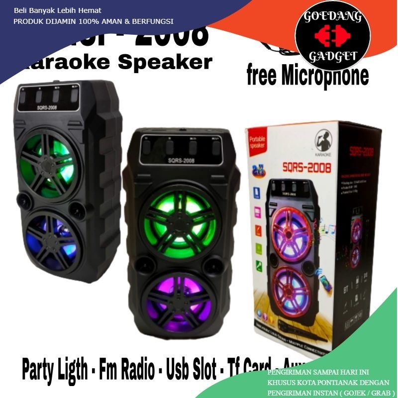 SQ2008 SPEAKER BLUETOOTH SQRS-2008 BONUS MIC KARAOKE WIRELESS SPEAKER SQ 2008 KAROKE SPEAKER