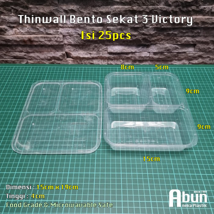 Thinwall Bento Sekat 3 Victory Isi 25pcs