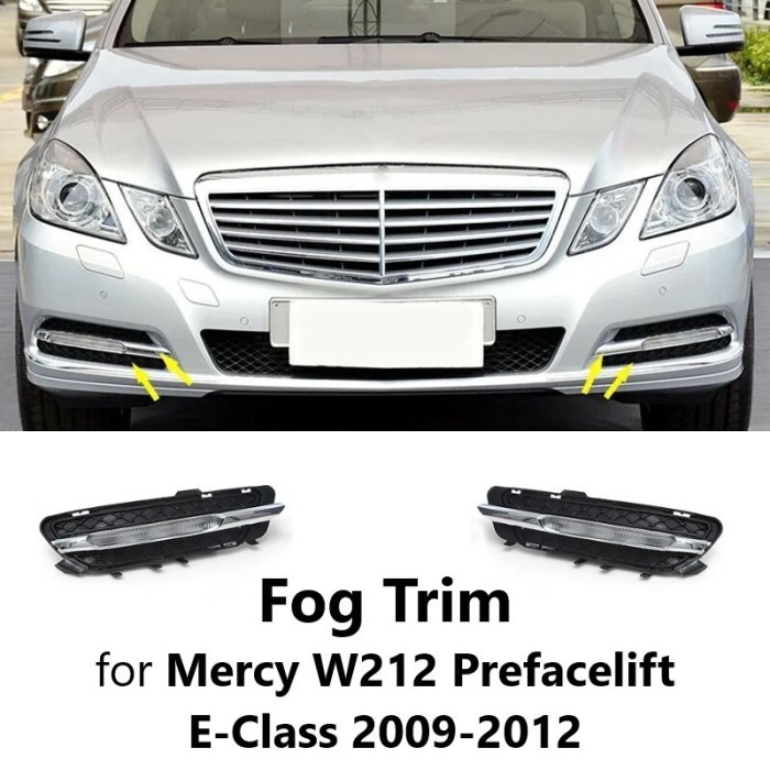 Fog Trim Old Mercedes W212 AMG Bumper Strip Grille Chrome Cover E200