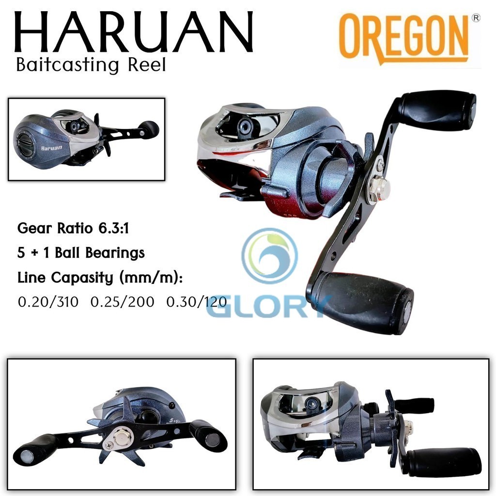 Oregon Haruan 5+1 Ball Bearing Reel Baitcasting Handle Kiri Rell Bc Gulungan Senar Pancing Buat Cast