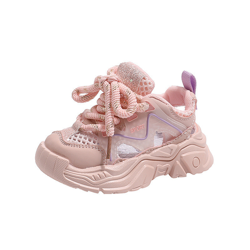 Sepatu Sneakers Anak Perempuan Gliter Sport Tali Pita NEW Fashion Size 21-30