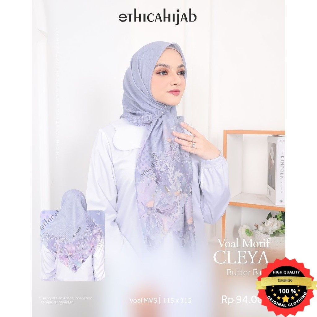 Hijab Ethica Voal Motif Cleya Warna Pastel Segiempat Terbaru