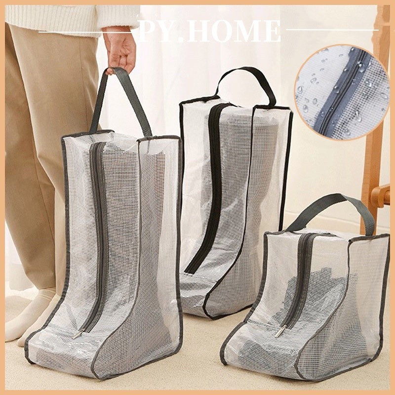 Tas Penyimpanan Boot/Tas Penyimpanan Sepatu/ Transparan Jaring Travel Portabel Sepatu/Tas Resleting 
