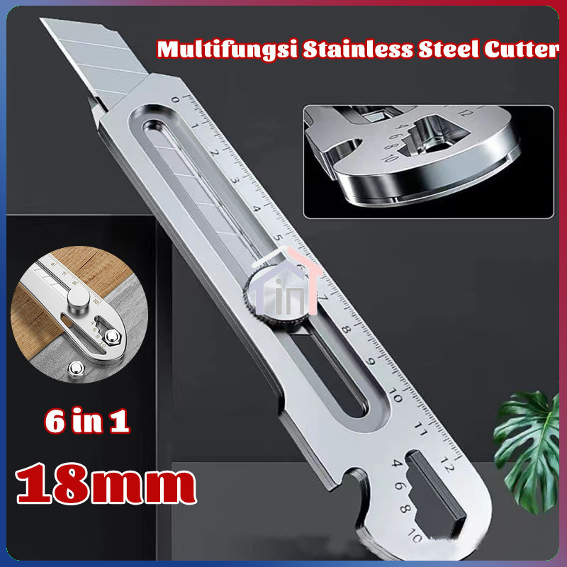 

【COD】 6in1 Pisau Cutter 18mm Multifungsi Cutter Pisau Baja Besar 10pc Pisau Set Cutter Pisau Pemotong Kertas