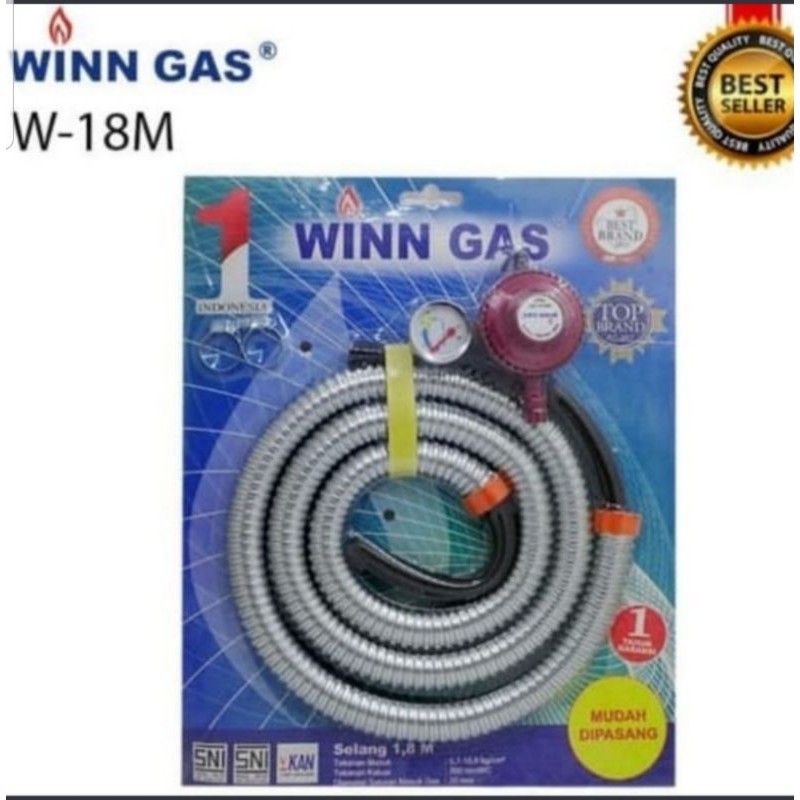 WINN GAS: W-18M PAKET REGULATOR DAN SELANG GAS 1,8M (BIRU)