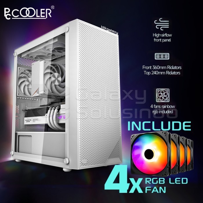 PCCOOLER C3B310 C3 B310 Tempered Glass M-ATX Gaming Case  - Putih