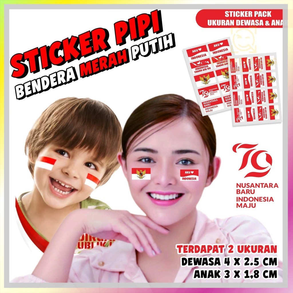 

Sticker Pipi bendera Merah Putih Tempelan Pipi 17 Agustus Bendera Merah Putih