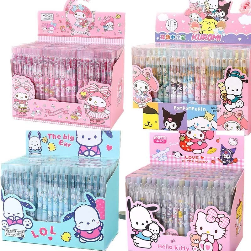 

Sanrio Cute Gel Pen 12pcs Kuromi Melody Cinnamoroll Pochacco Student Stationery Write Pens 0.5 Black School Kid Exam Tool