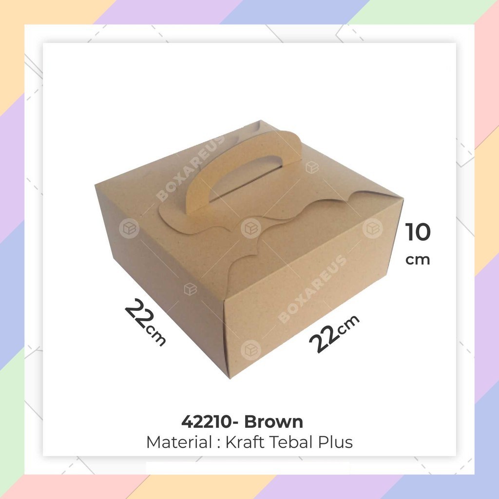 

37S Dus Kue Cakebox 22x22x10cm Brown Gable Food Packaging Box Gift