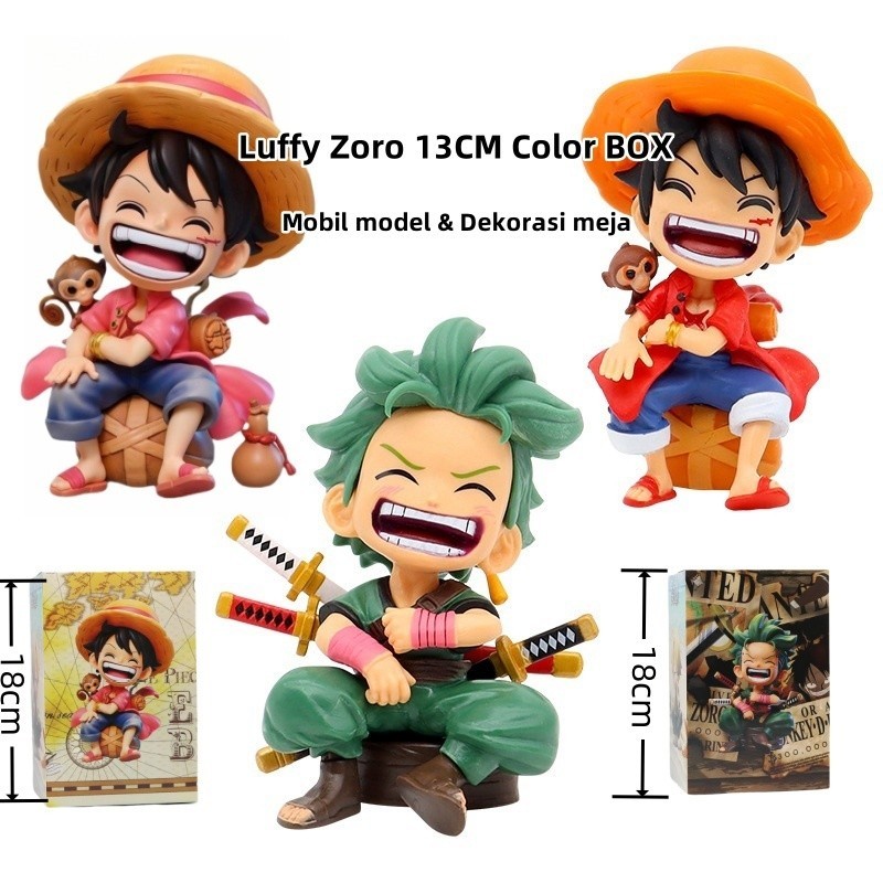 One Piece Action Figure Zoro Roronoa Resin Lufyy Koleksi Pajangan Anime Postur duduk One Piece versi