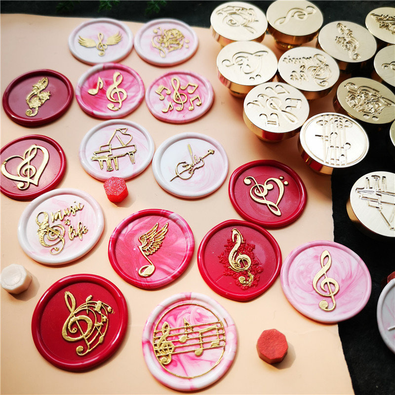 

Music Theme Lacquered Seal Music Rose Sealing Wax Seal Stamps MUSIC NOTE treble clef Wax Seal Stamps Wedding Card Decoration