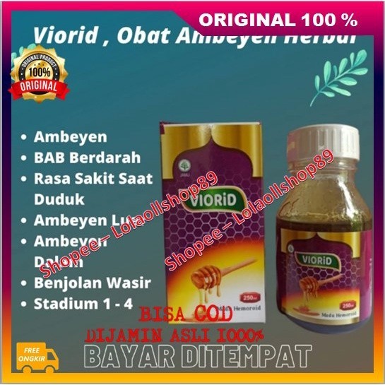 

Viorid Madu Obat Wasir Solusi Atasi Ambeyen Atau Wasir Dijamin Ada Perubahan 100% ASLI ORIGINAL BPOM