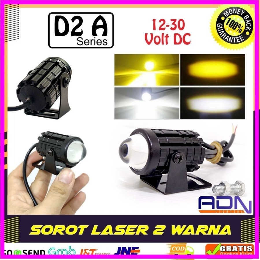 Lampu Tembak Sorot Laser Gun LED D2A Motor Mobil Sorot 2 warna